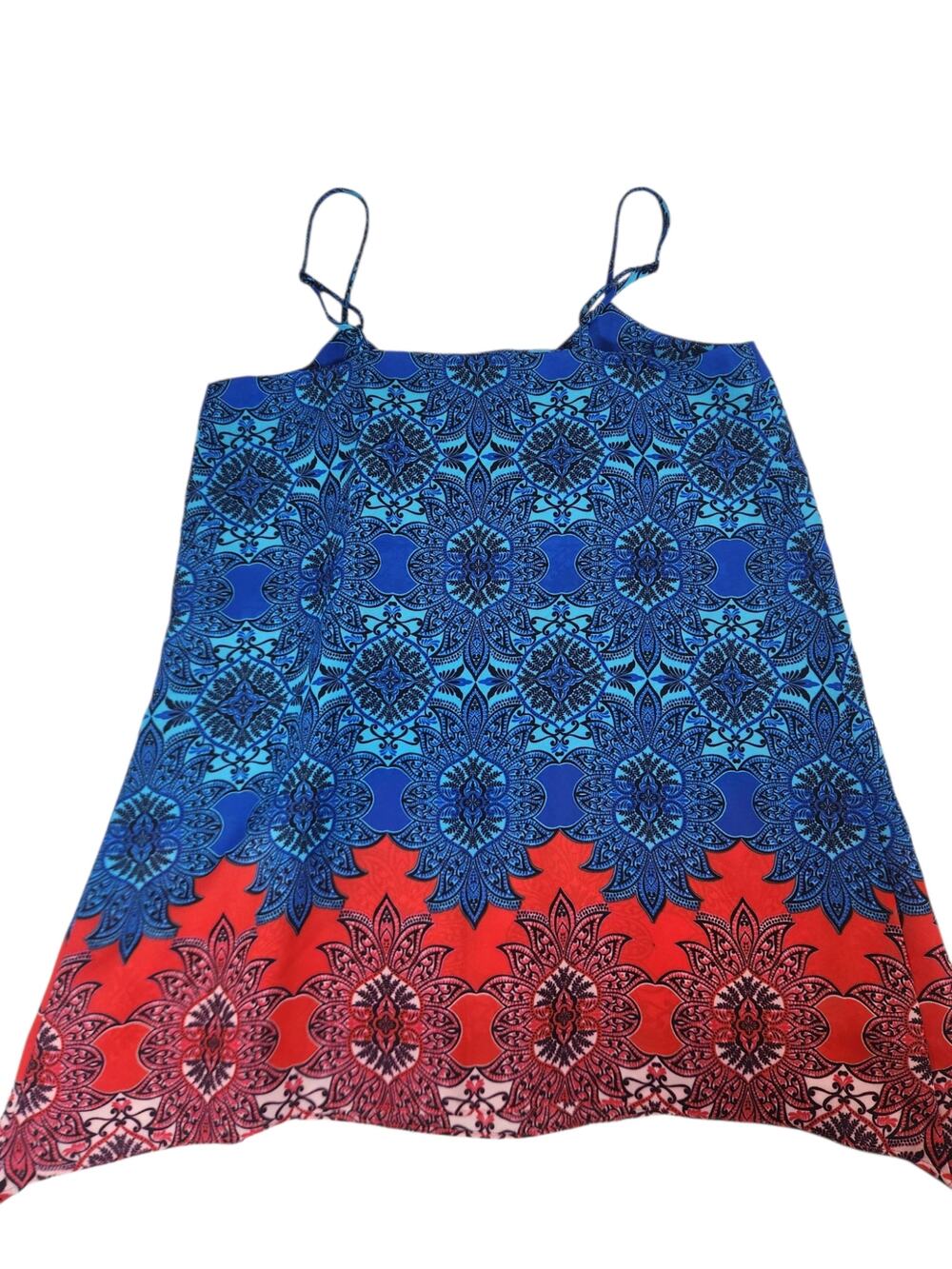 Karen Kane Blue Red Paisley Print Sleeveless Swing Tank Top Size Small